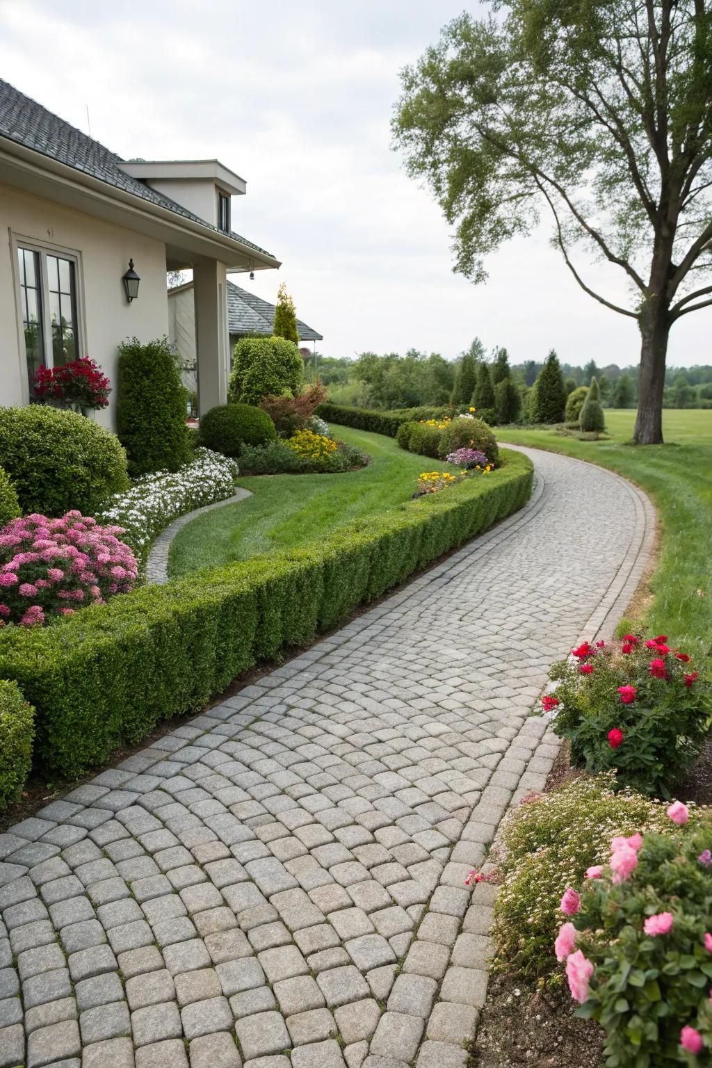 An elegantly designed driveway that welcomes guests.