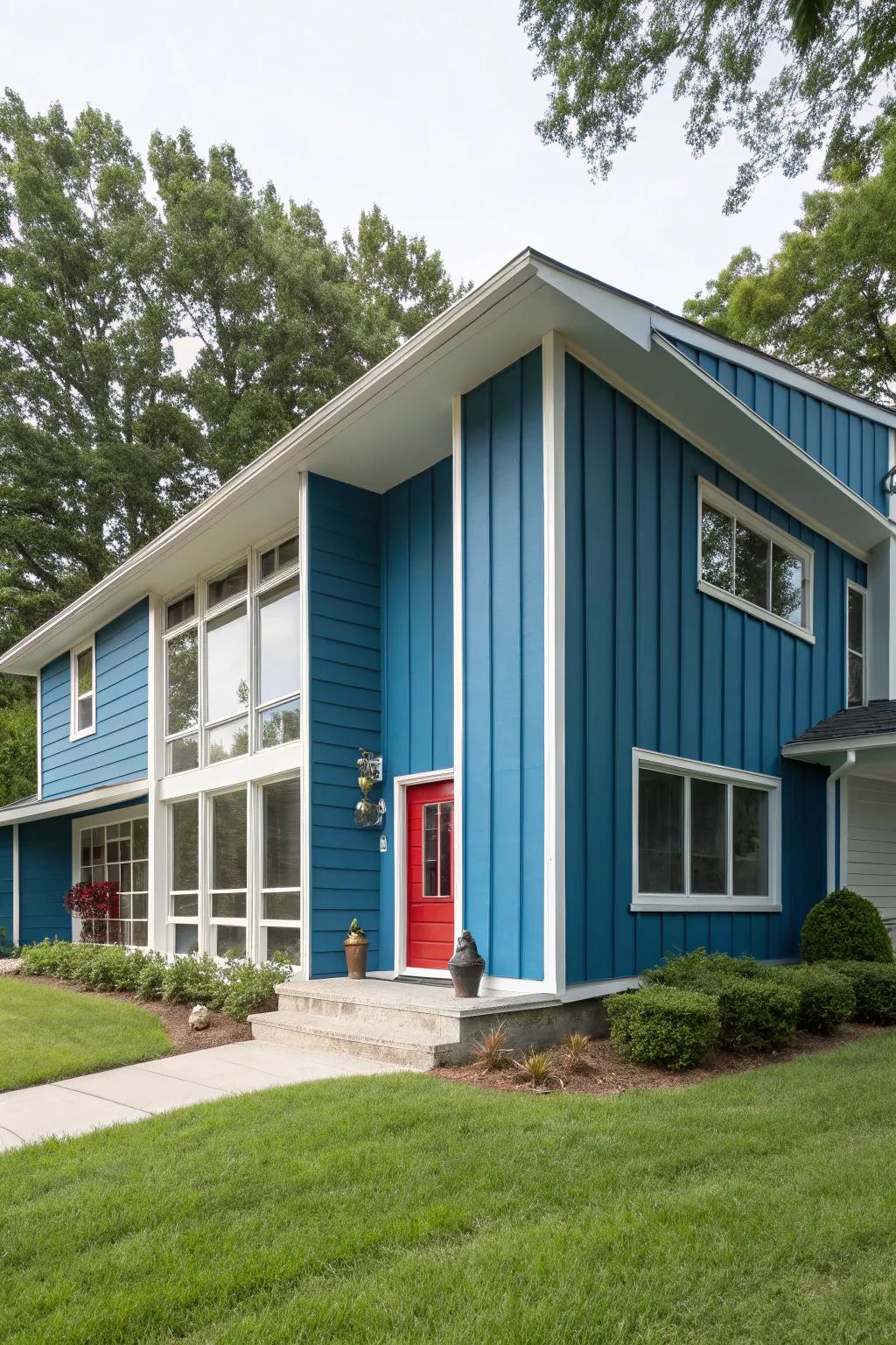 Bold blue siding makes a stylish statement.