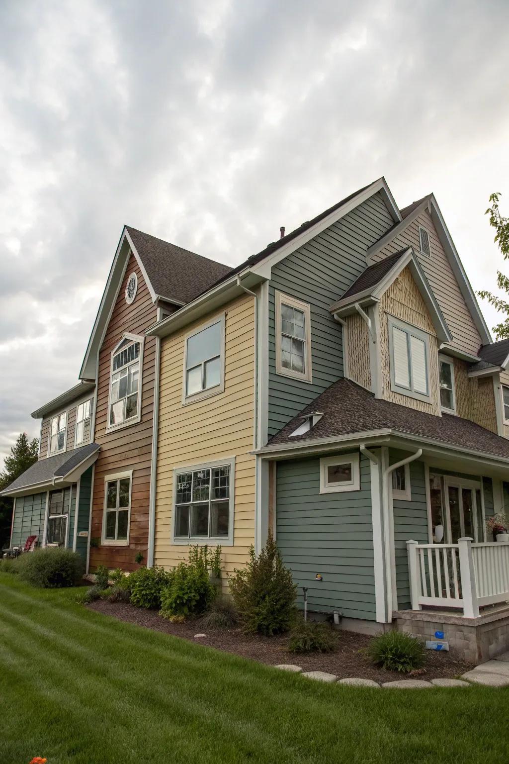 Create intrigue with asymmetrical facades.