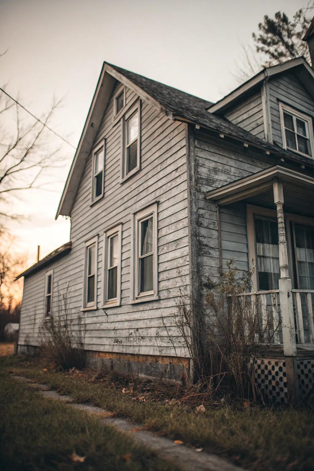 Grayscale siding adds a timeless, vintage touch.
