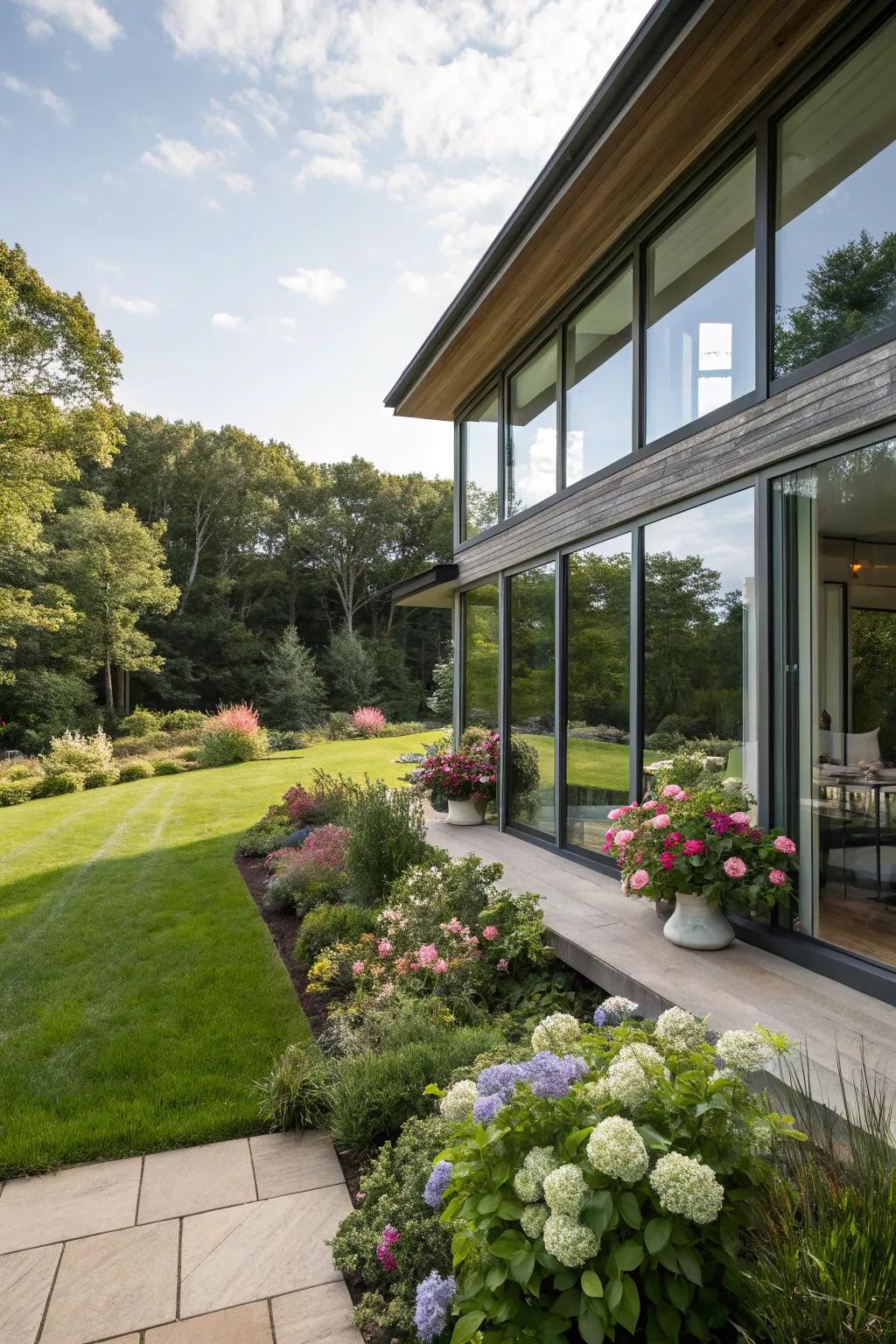 Let the light in with expansive glass windows.