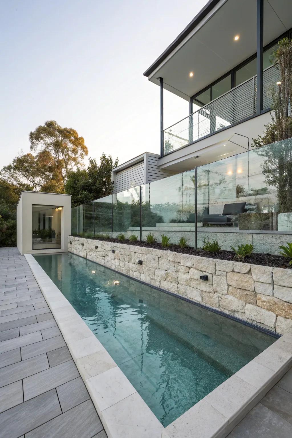 Glass panels offer an unobstructed view and a sleek, modern aesthetic.