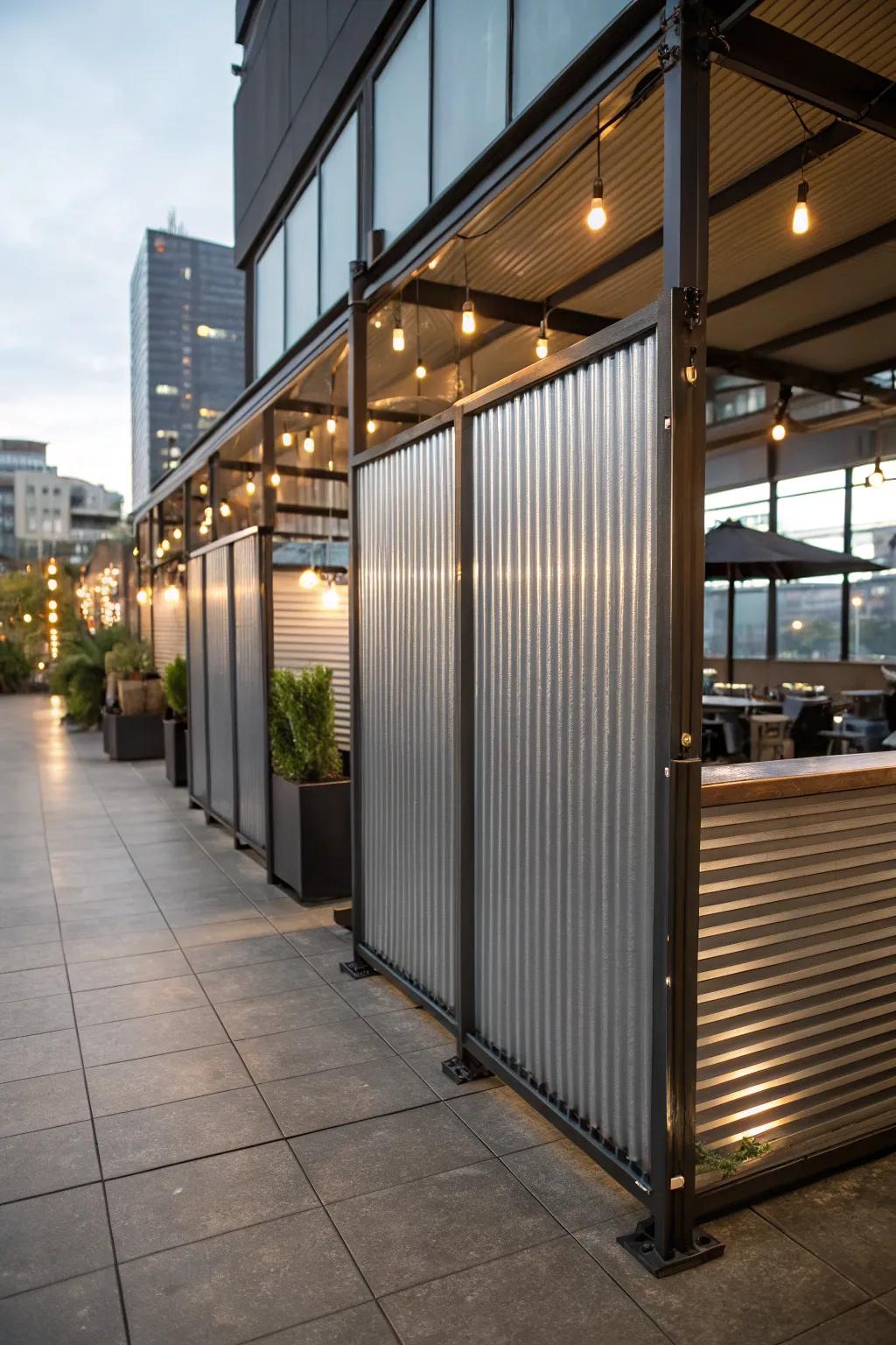 Corrugated metal brings a modern, industrial style to dividers.
