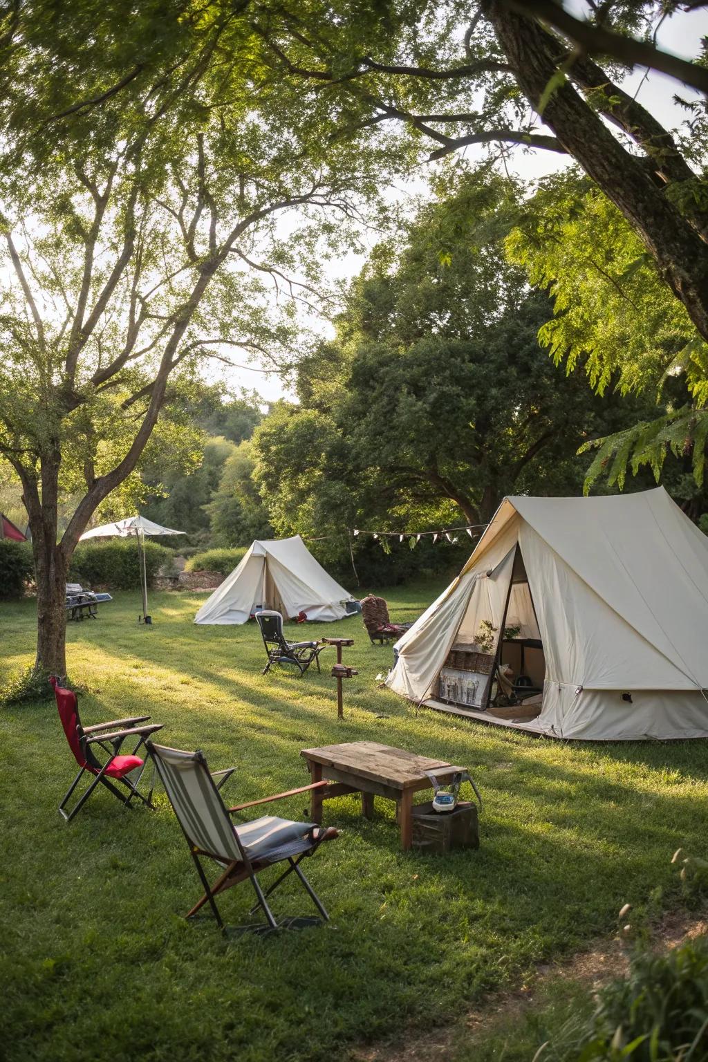 Nestle your sleepover setup within nature for a tranquil experience.