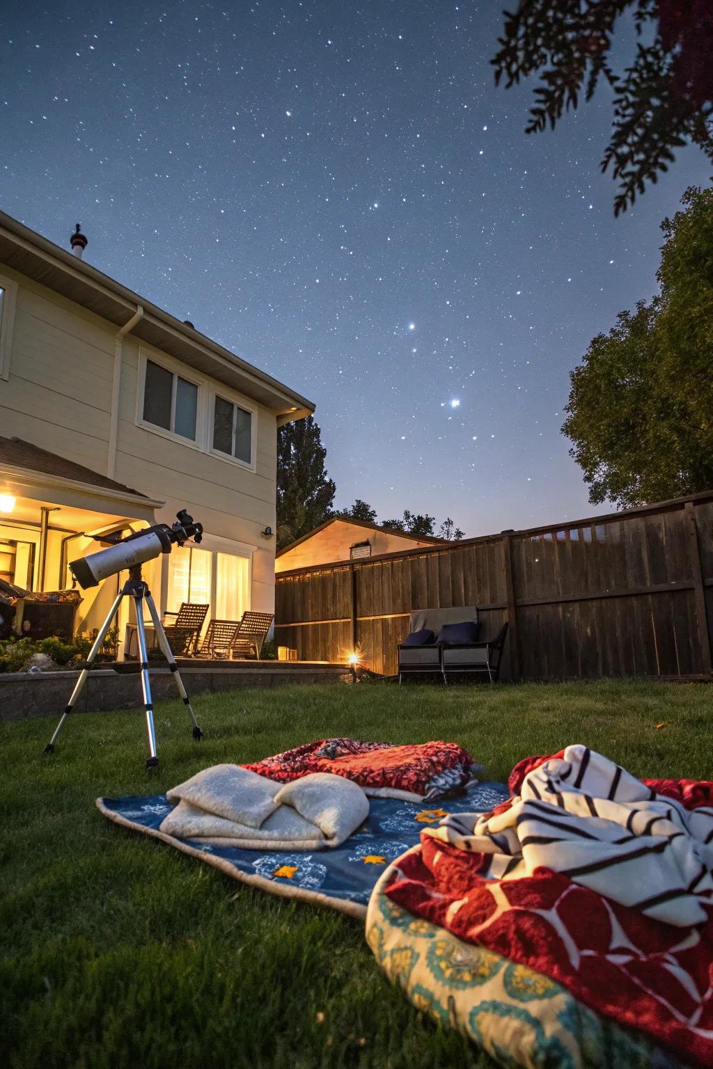 Prepare for a night under the stars with a stargazing setup.
