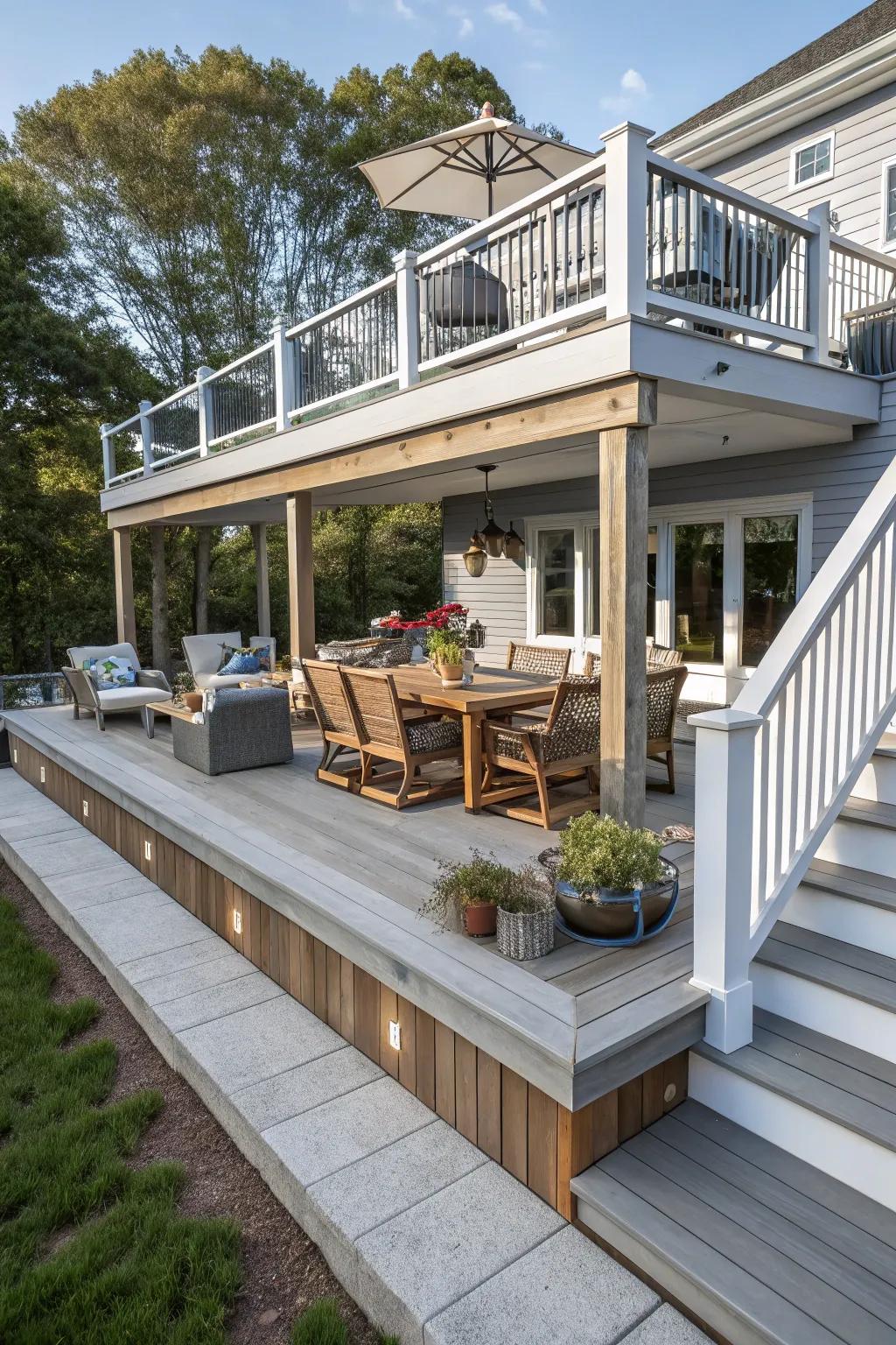Define your space with multi-level decking.