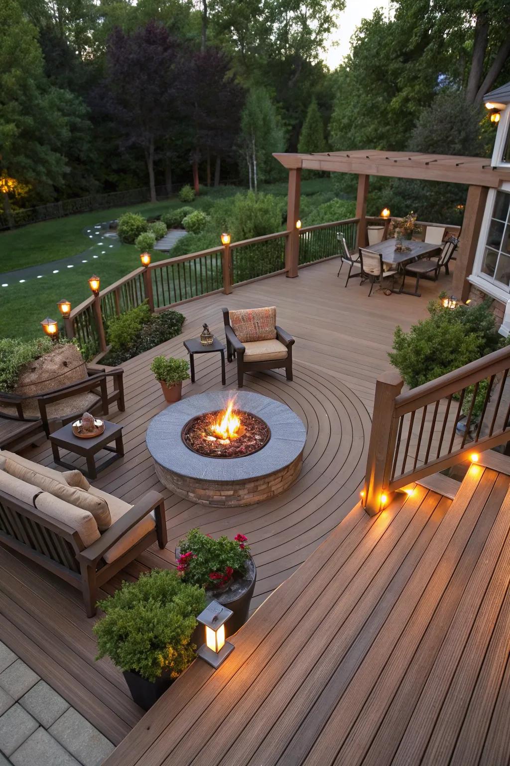 Warm up your deck space with a cozy fire pit.