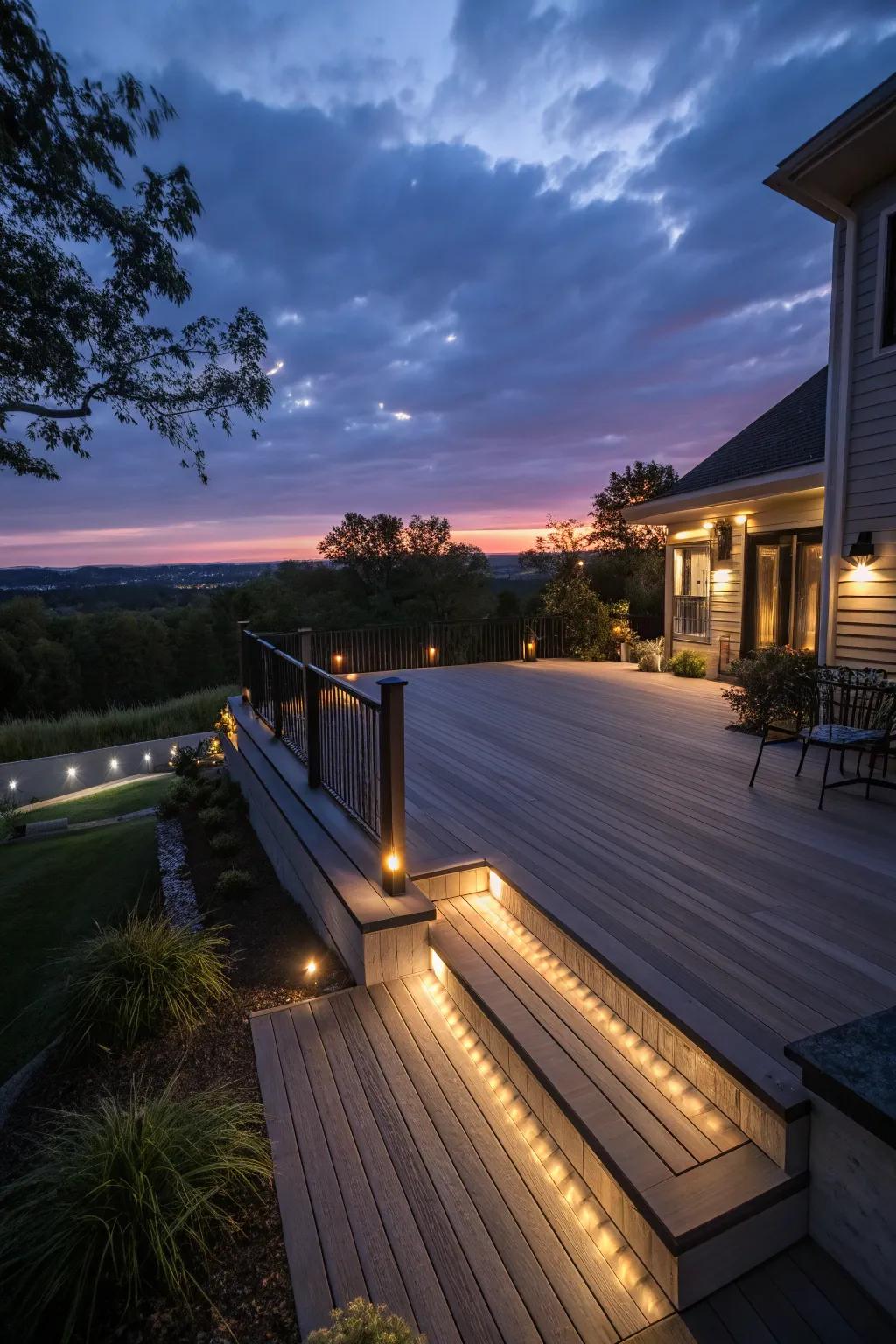 Illuminate your evenings with built-in deck lighting.