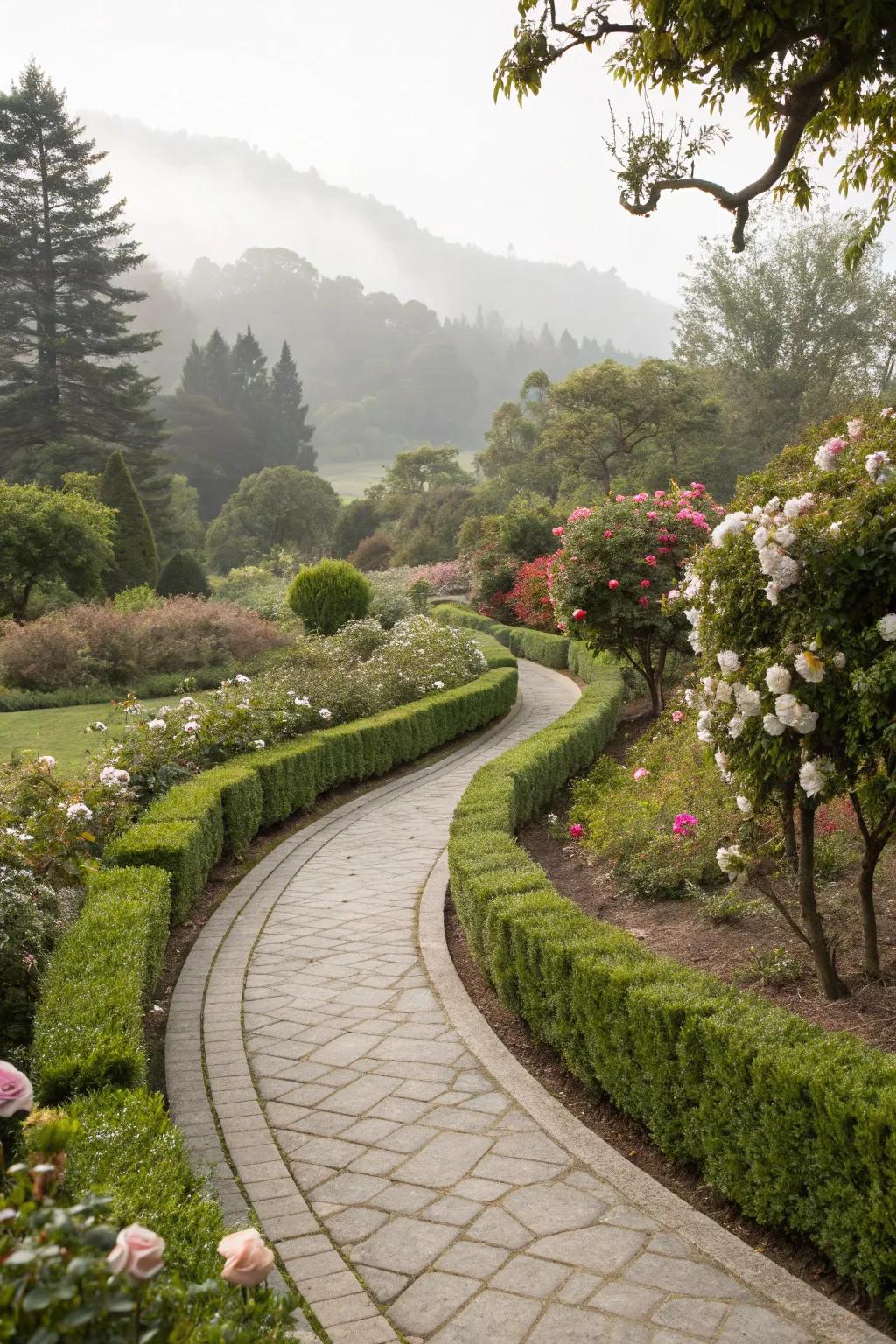 Garden path with soft, curved edges