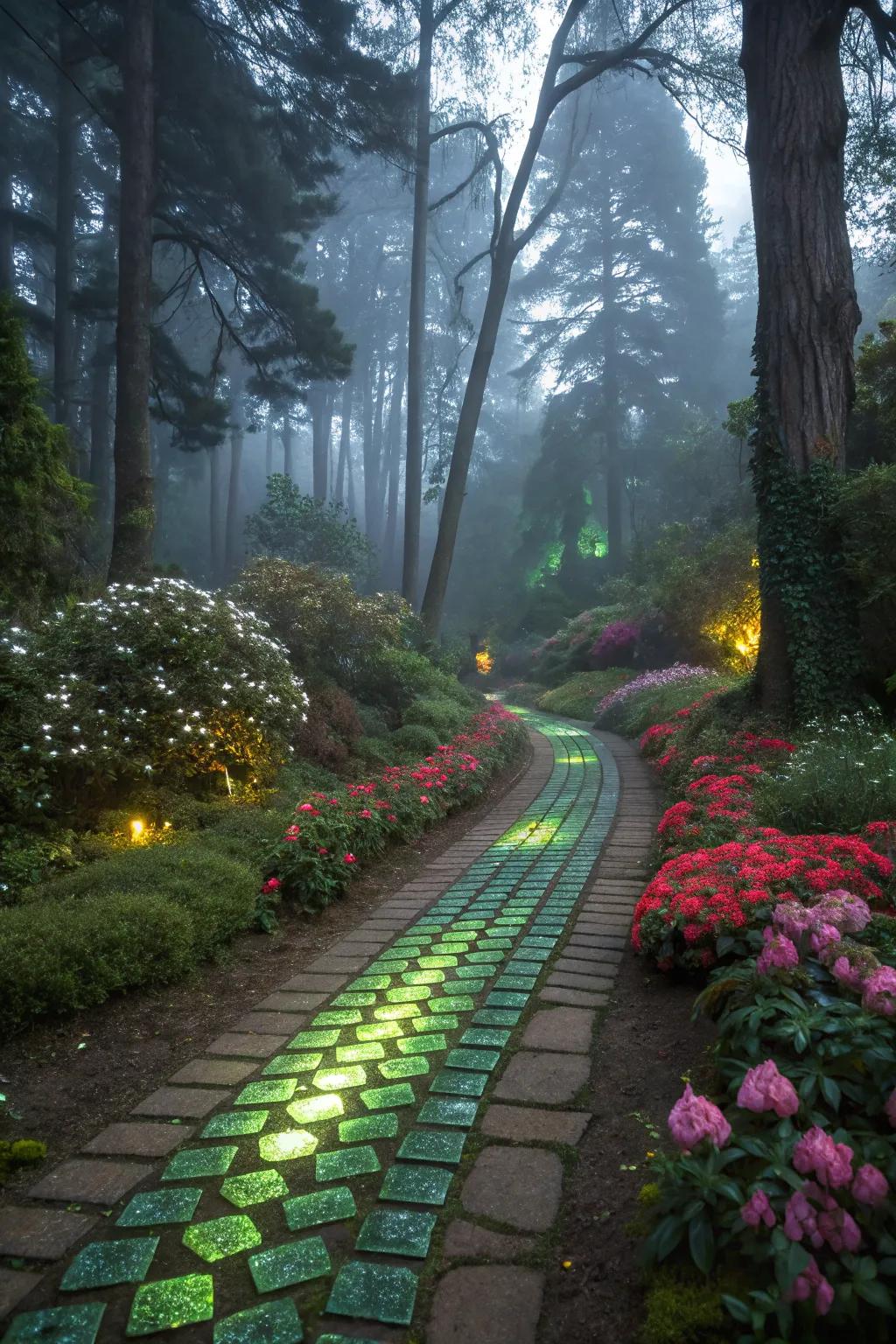 Magical glow-in-the-dark garden path