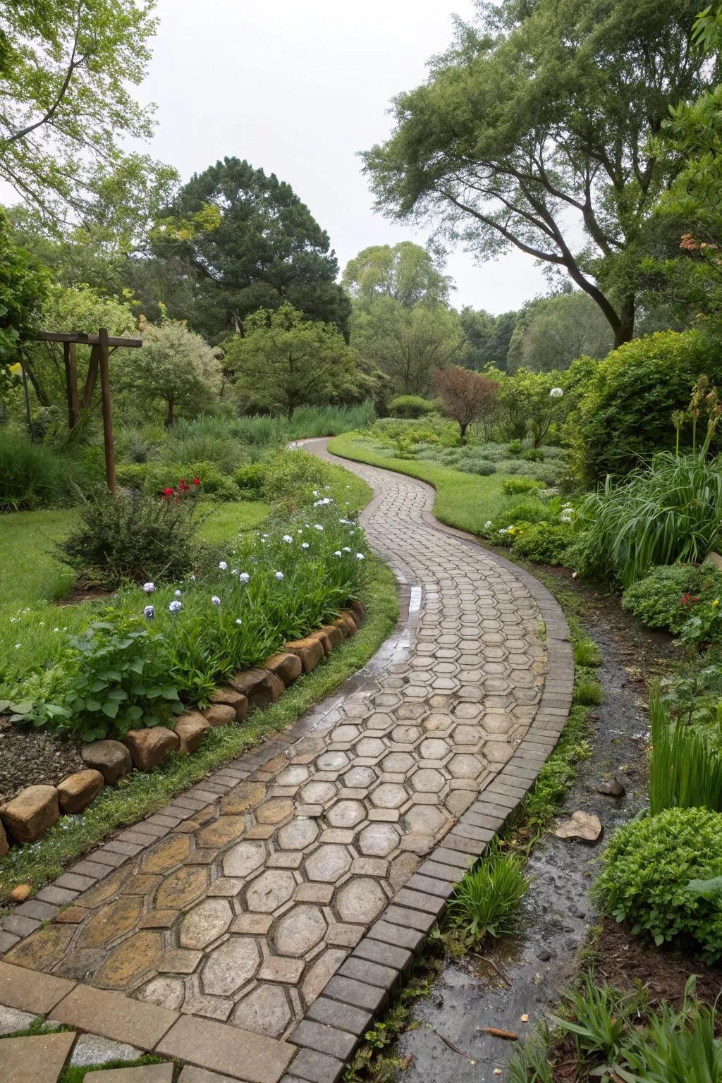 Eco-friendly path with permeable paving