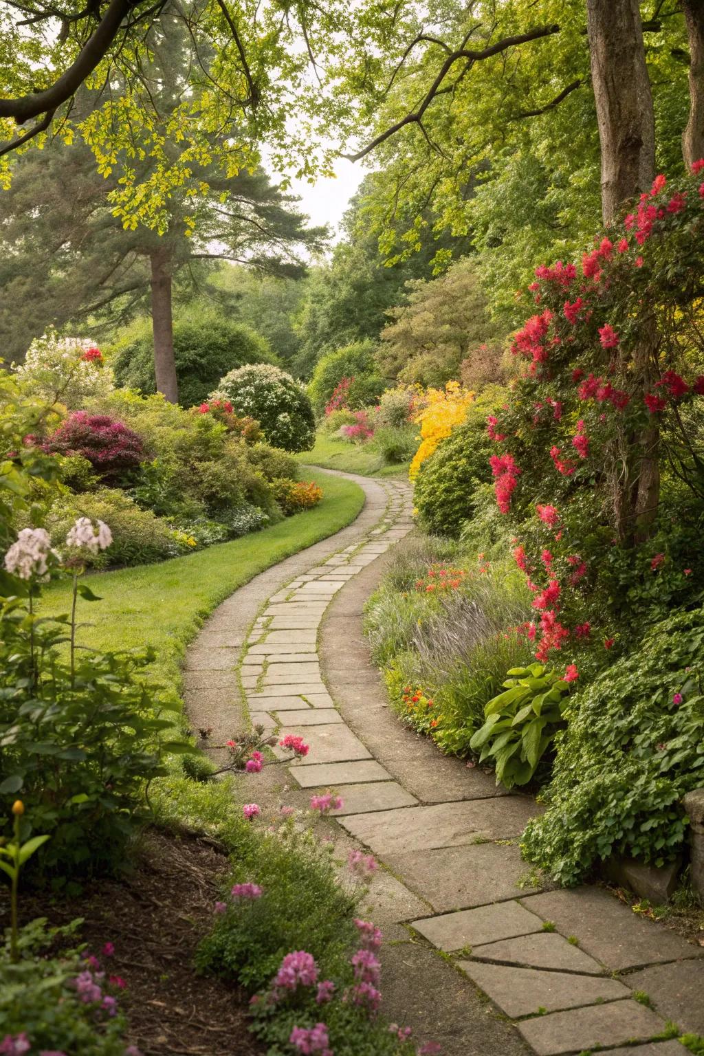 Garden path beautifully integrated with landscaping