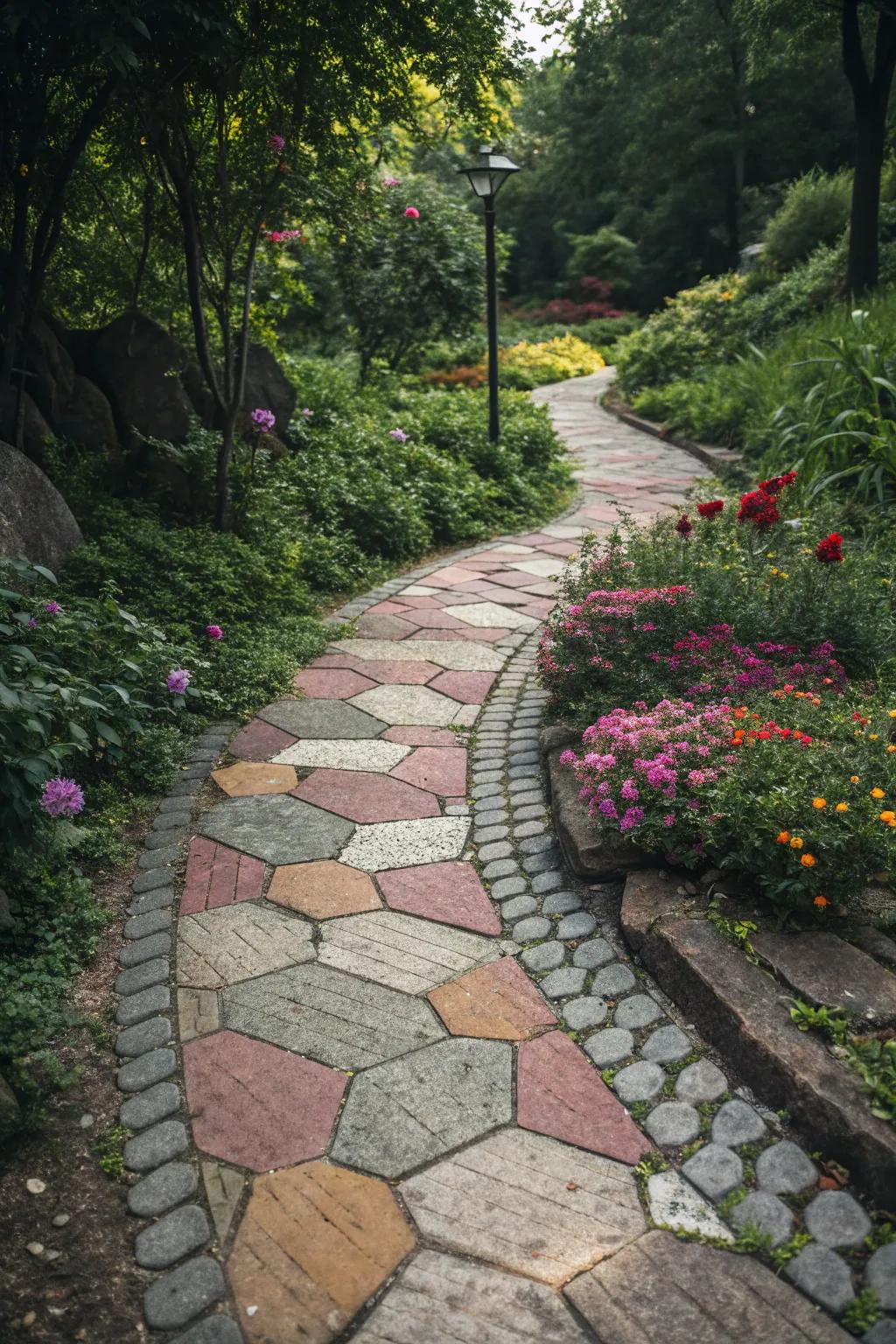 Colorful and textured garden path