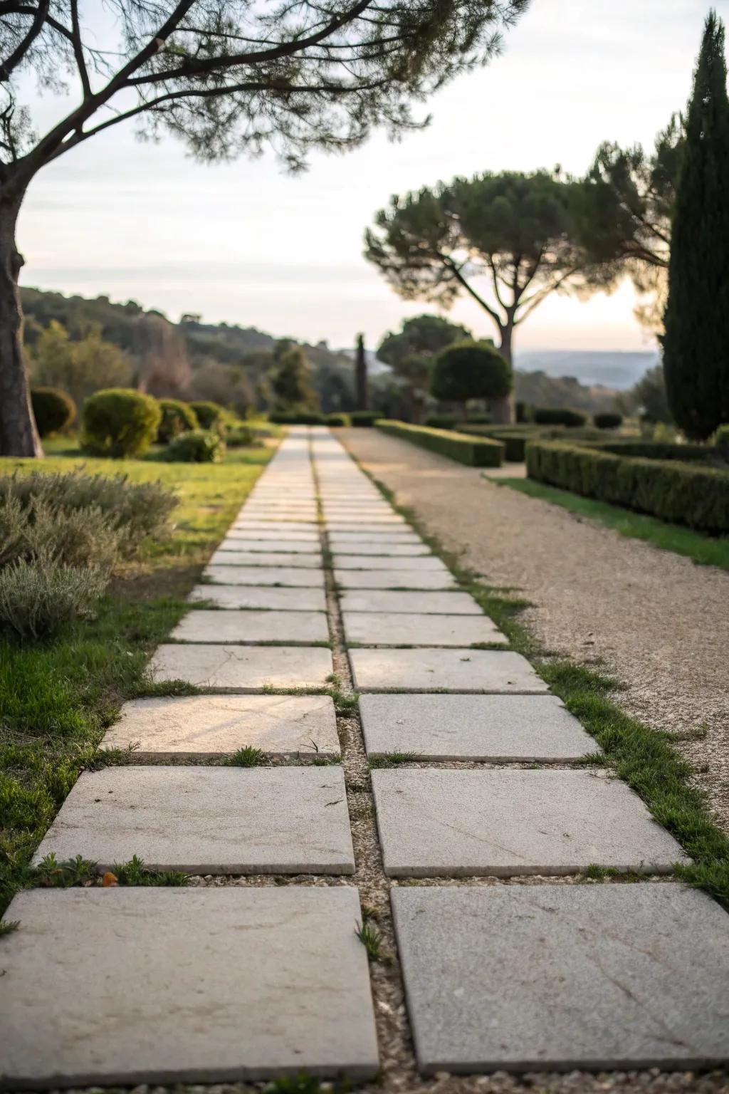 Contemporary minimalist path with large pavers