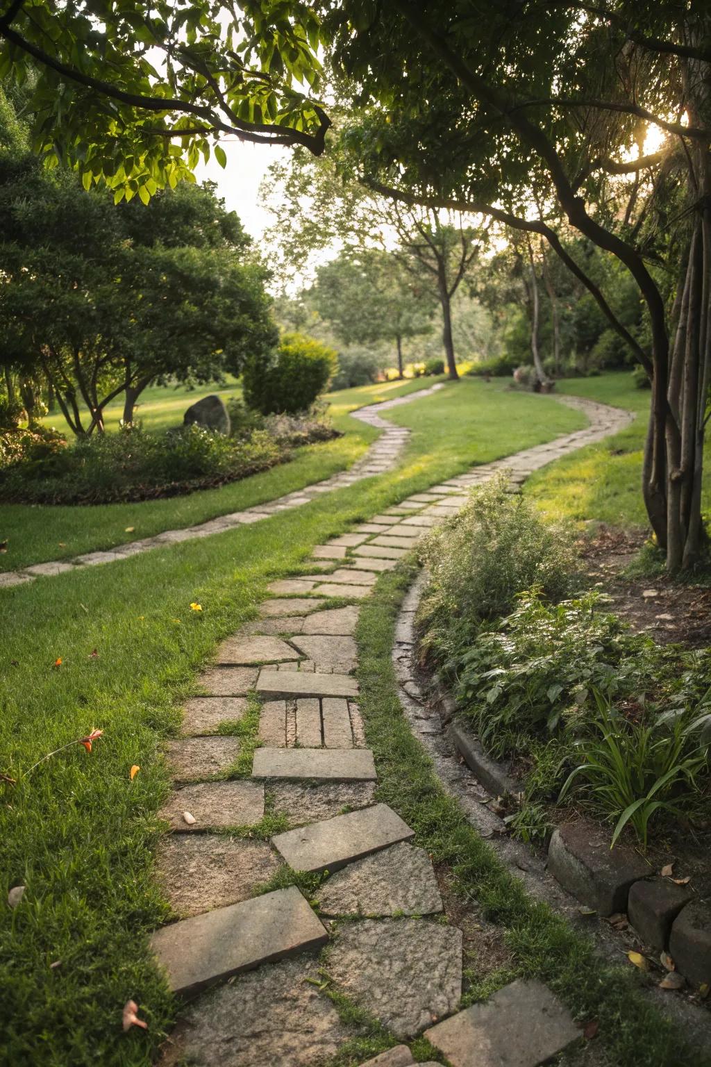 Natural look with grass and paver combination