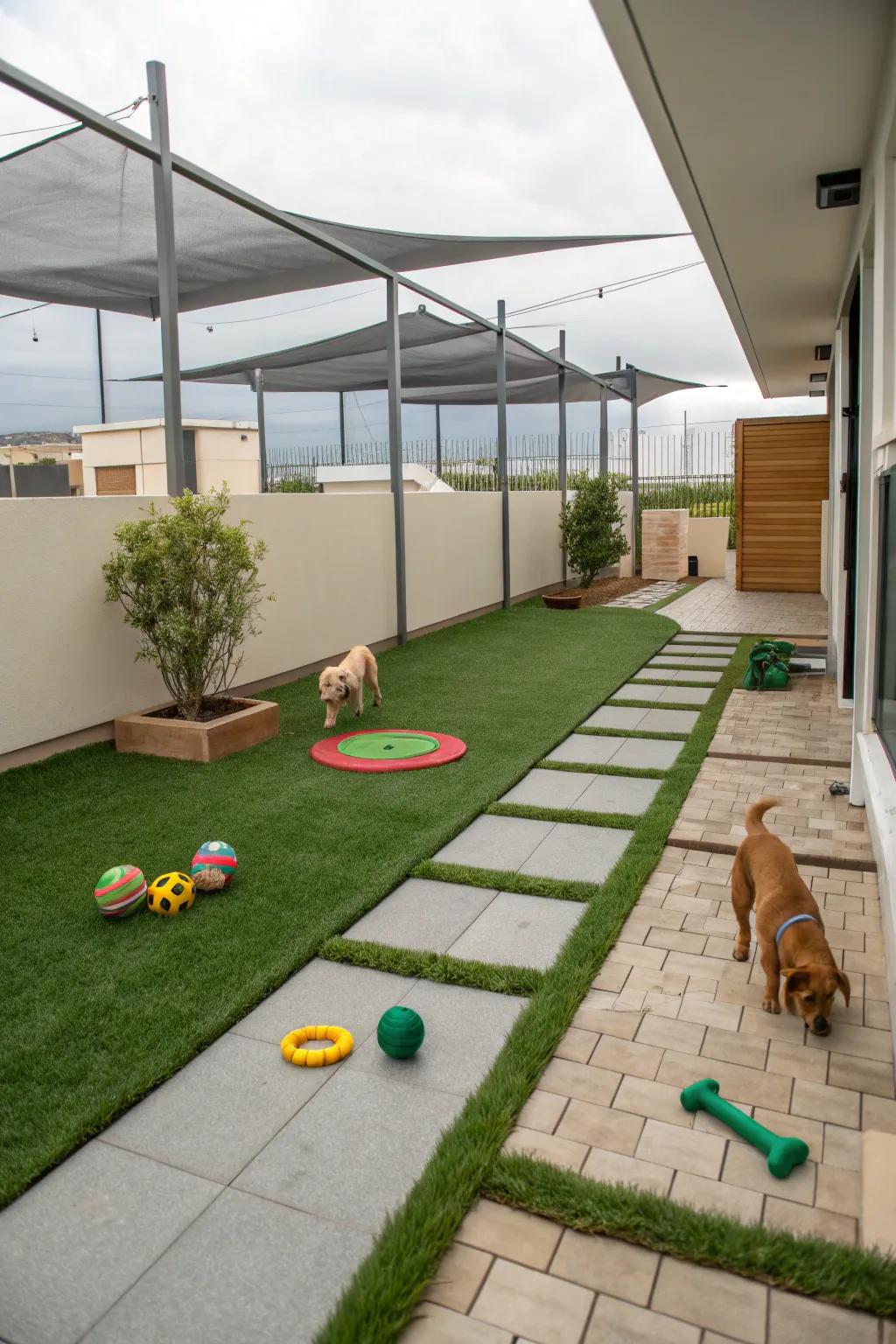 Provide a perfect play area for pets with artificial turf.