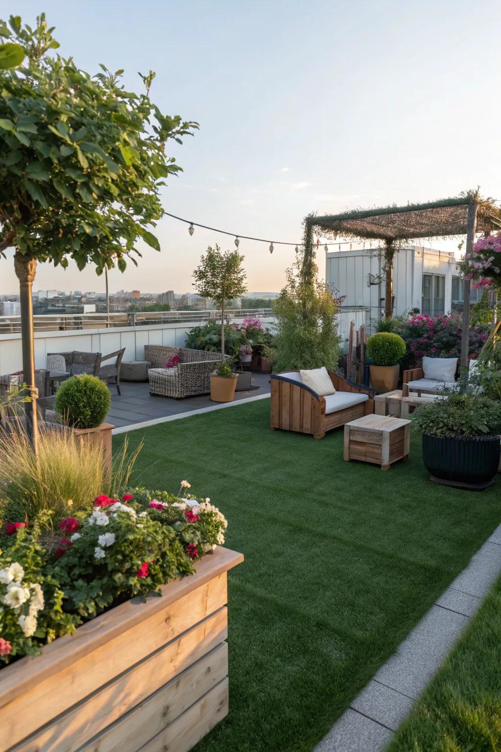 Escape the city with a lush rooftop garden.