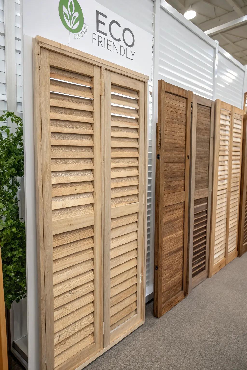 Eco-friendly shutters crafted from sustainable materials.