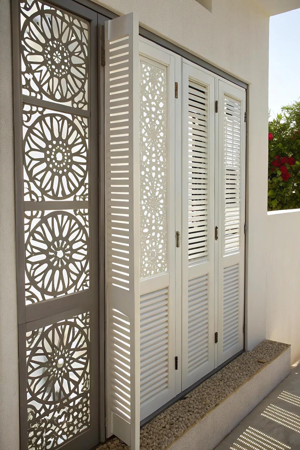 Custom cut-out designs make these shutters truly unique.