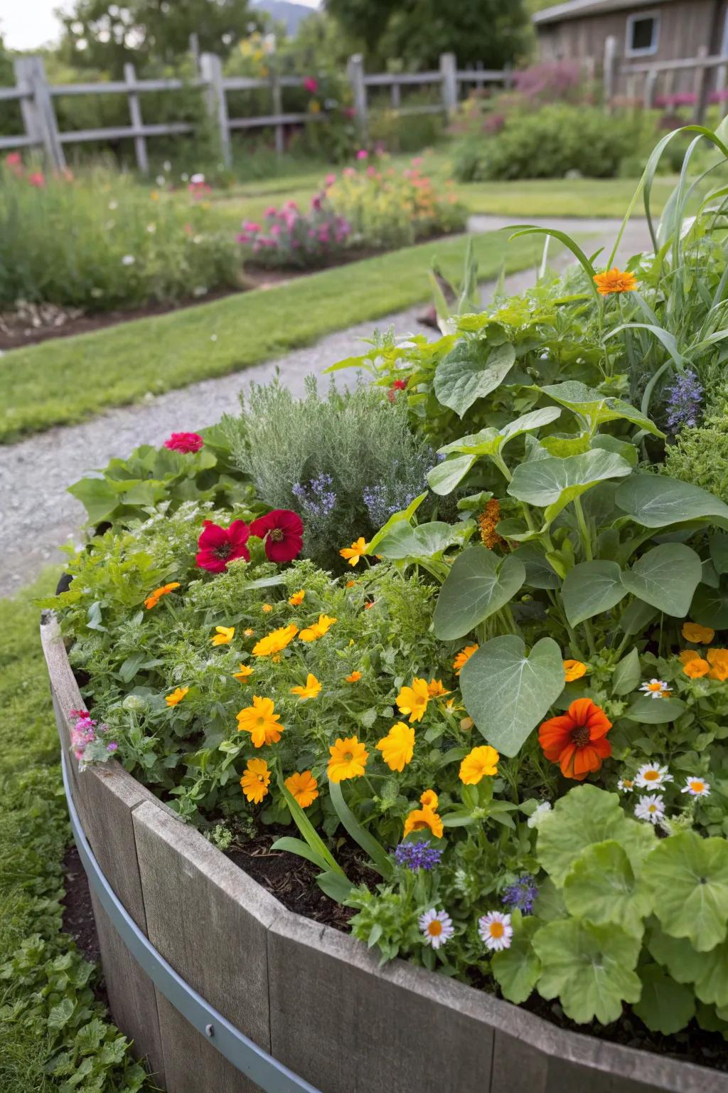 An edible flower bed adds beauty and flavor to your garden.