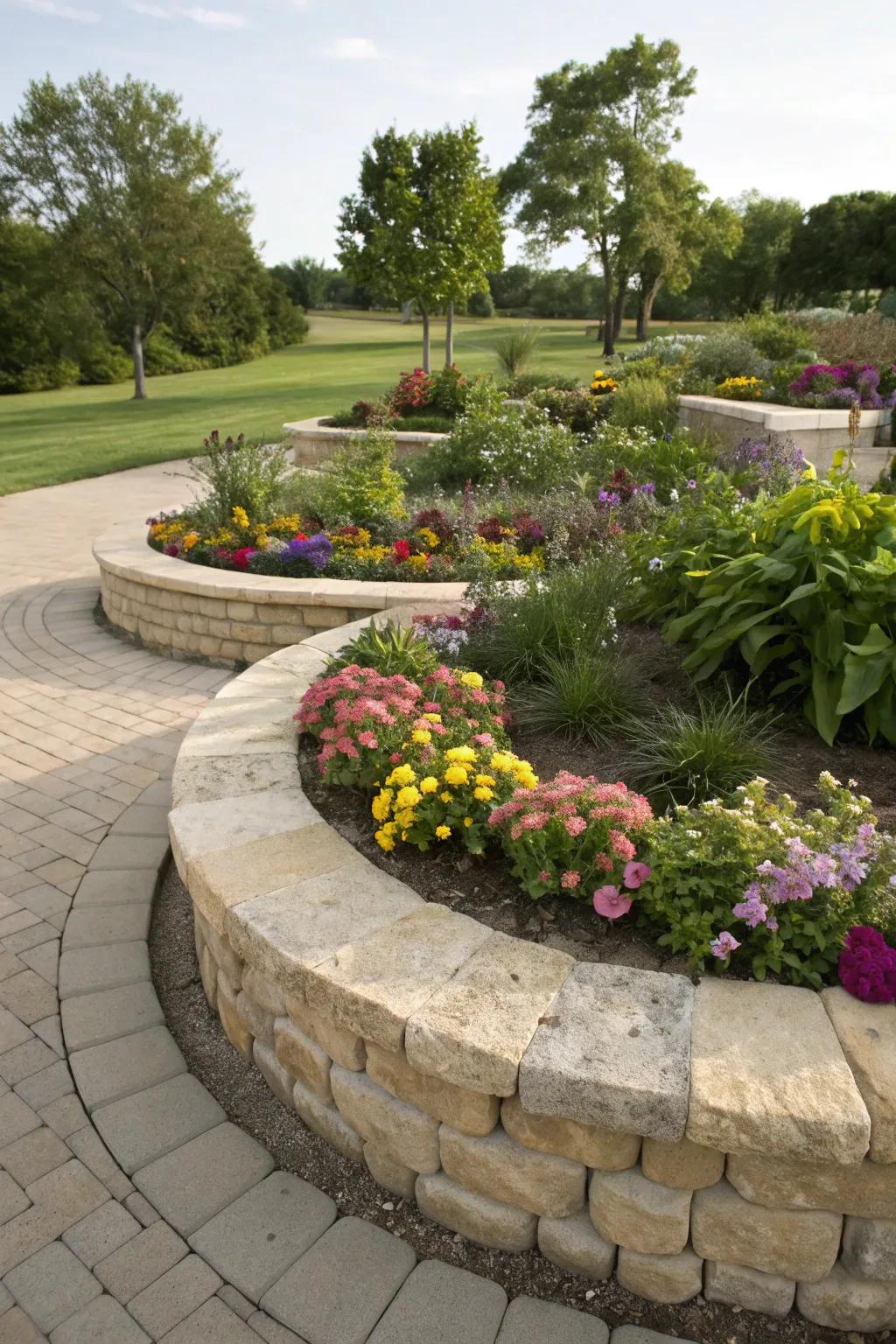 Stone borders add a touch of elegance to any garden bed.