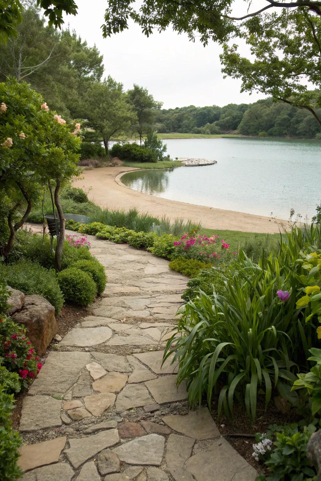A stone pathway invites exploration and enhances your garden's design.
