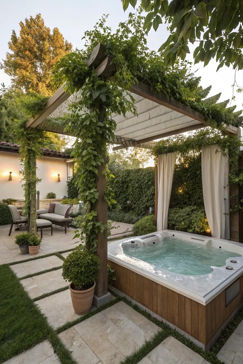 A pergola adds architectural interest to your spa space.