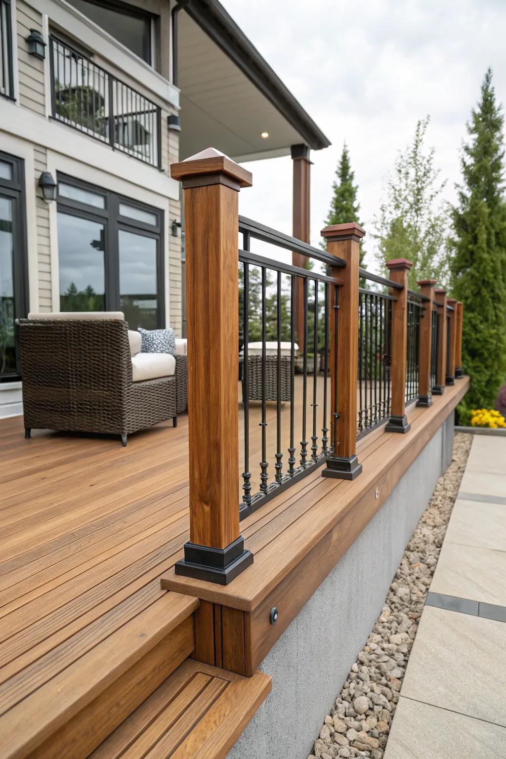 Mixing materials creates a unique and stylish deck.