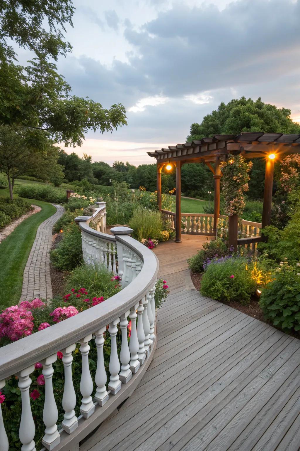 Curved spindles add elegance and artistry to your deck.