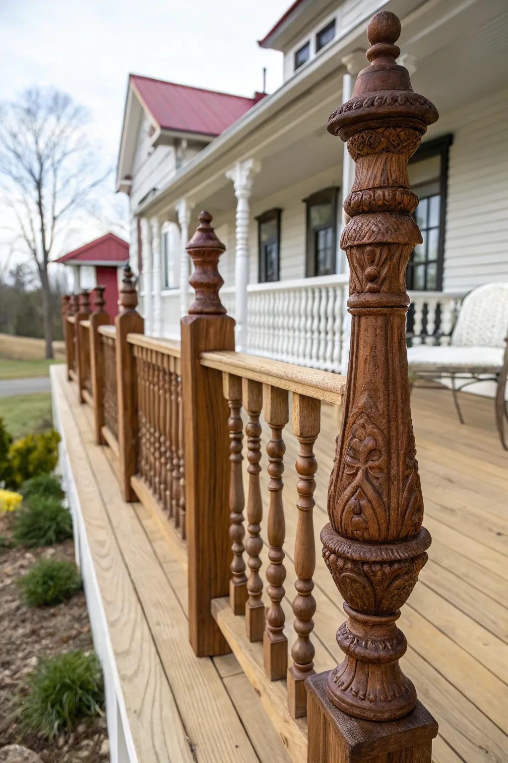 Intricately carved spindles bring vintage charm to your deck.