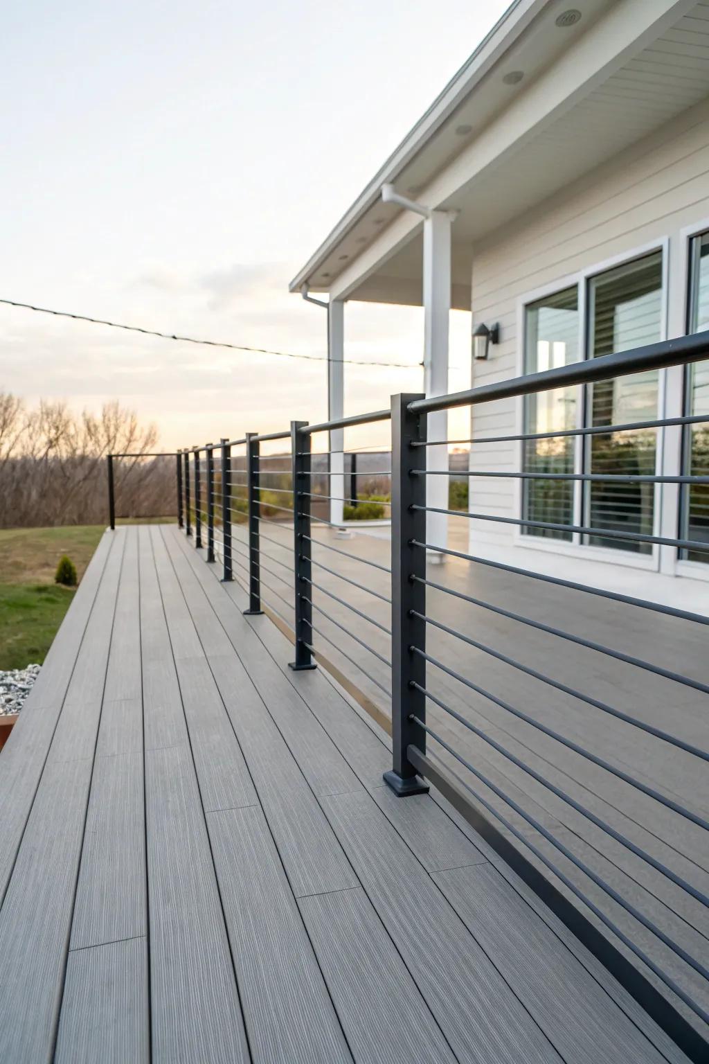 Horizontal spindles offer a modern, open feel to your deck.