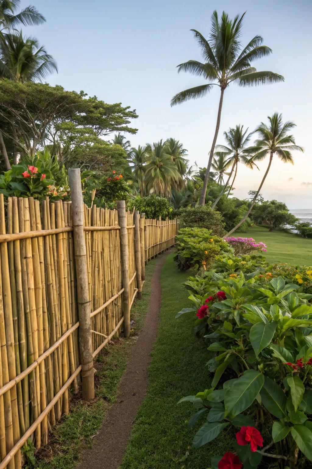 Bamboo fences introduce a tropical vibe to your garden.
