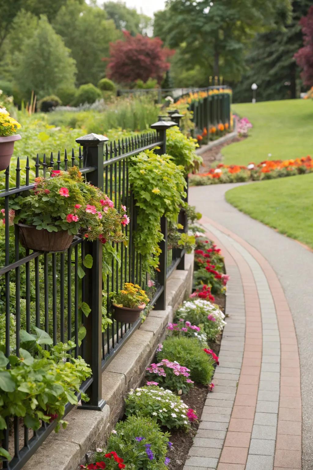 Integrated greenery adds a natural touch to your fence divider.