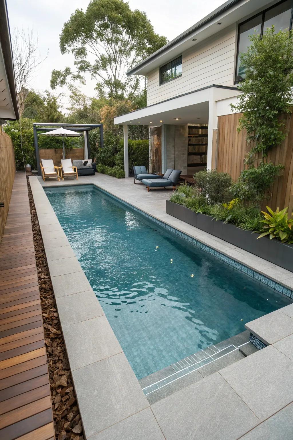 A sleek lap pool, ideal for fitness and relaxation.