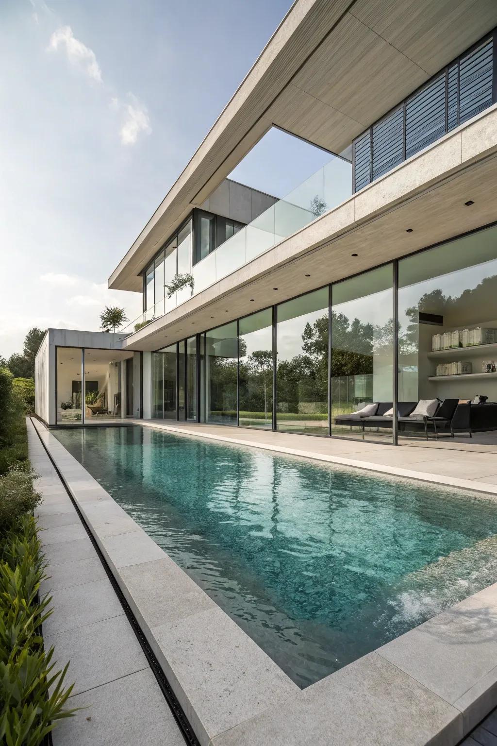 A pool design showcasing modern materials for a sleek finish.
