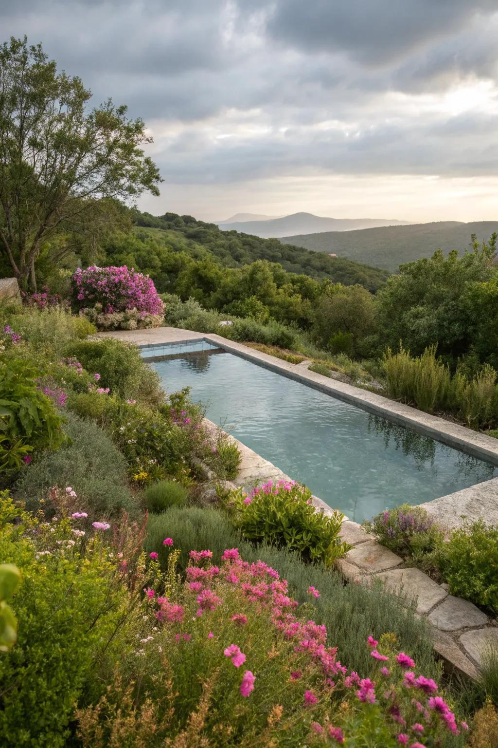 A pool design that beautifully merges with its natural surroundings.