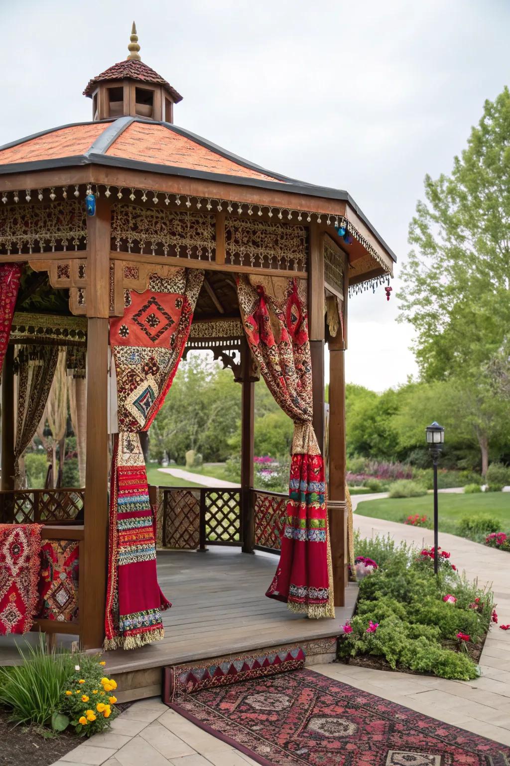 A culturally inspired gazebo for a meaningful proposal.