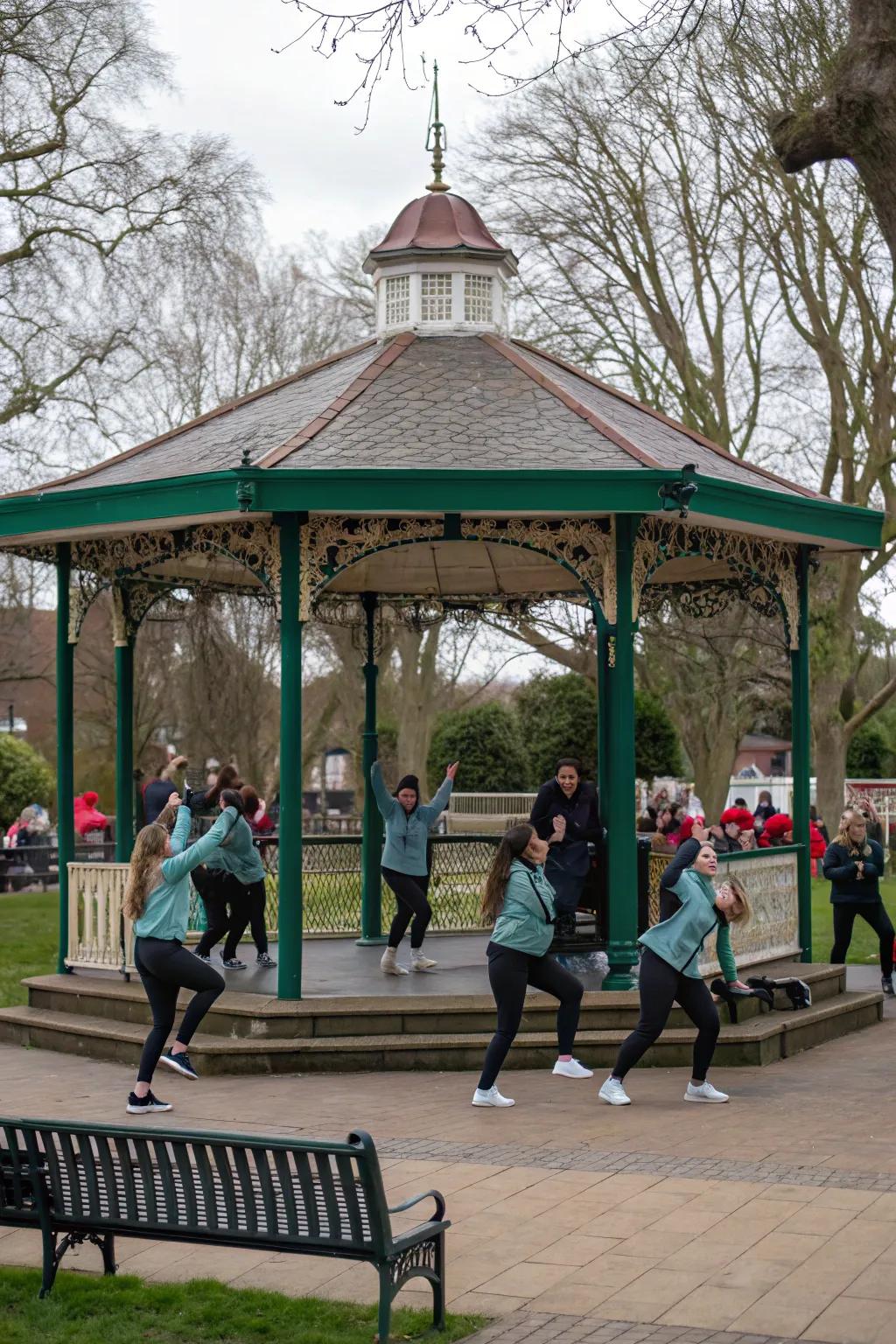 A gazebo with a surprise flash mob for an unforgettable proposal.