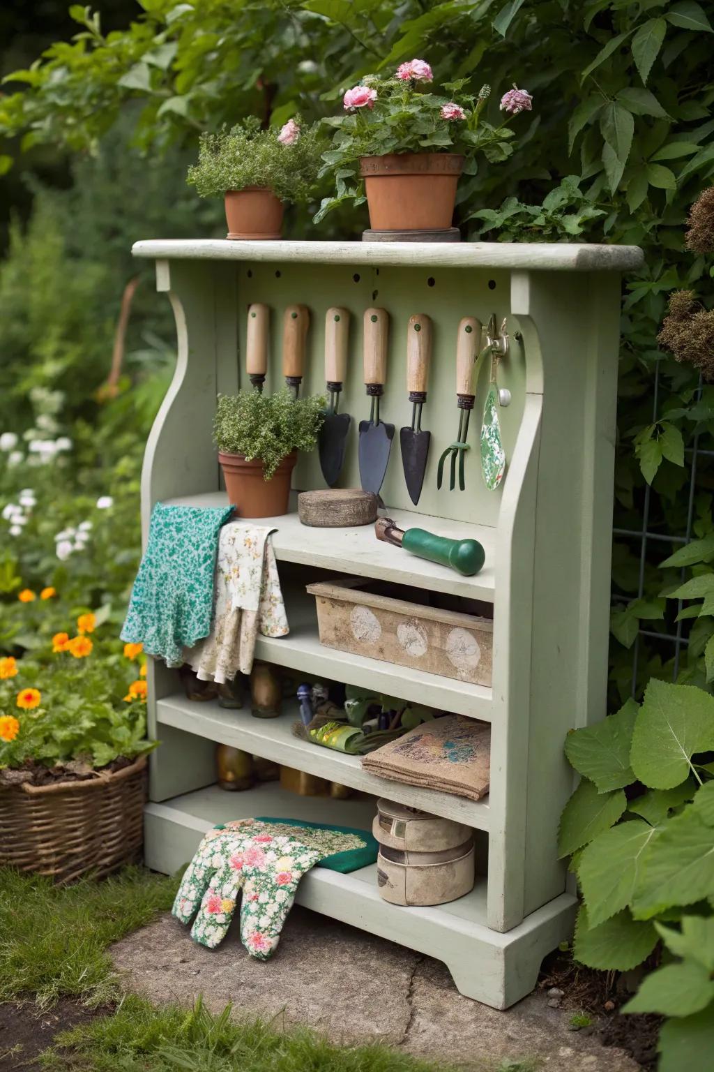Shaker-style shelves offer practical and stylish storage.