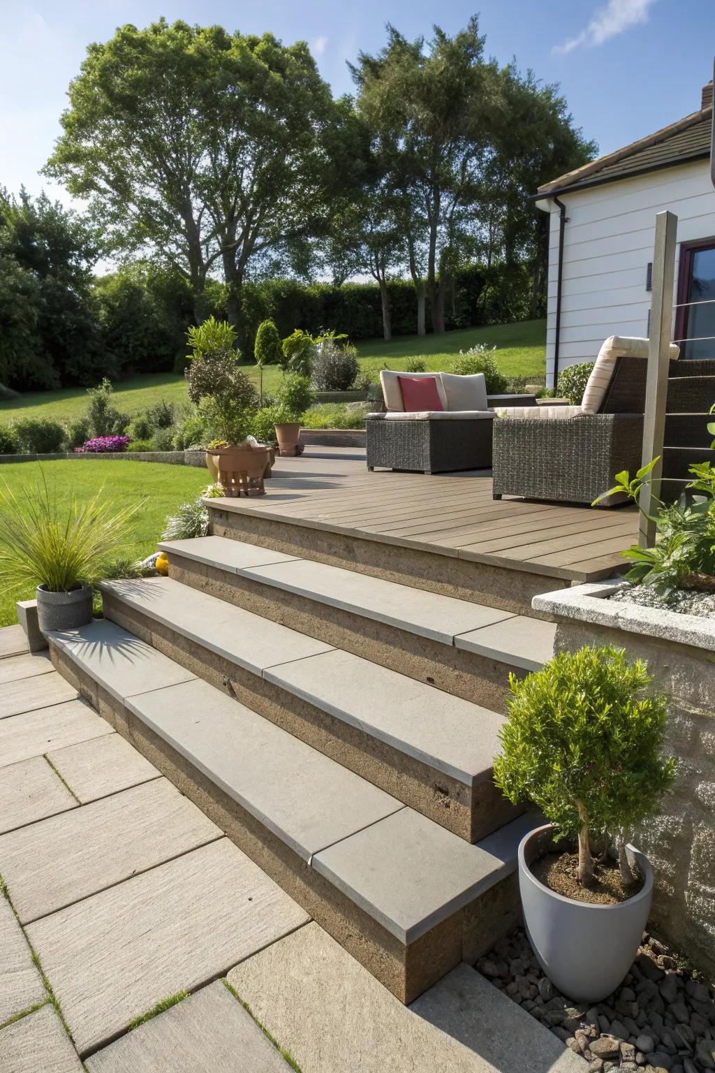 Eco-friendly materials provide a sustainable and stylish option for your patio steps.