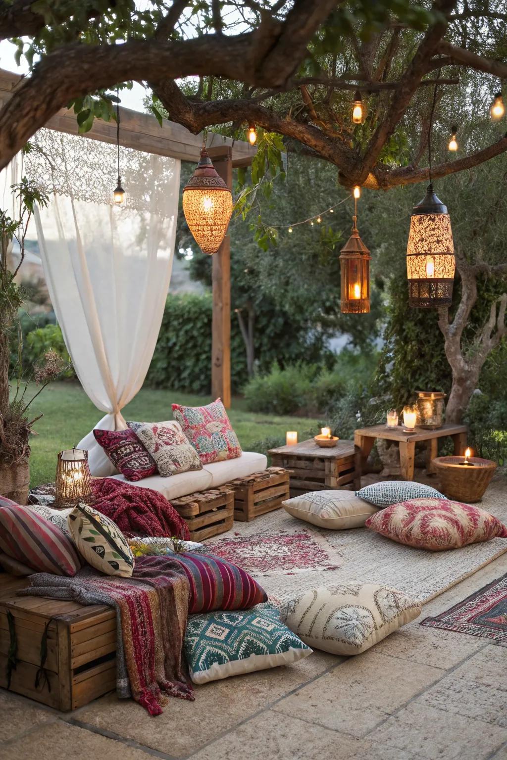 Immerse yourself in bohemian bliss with a decor-rich reading nook.
