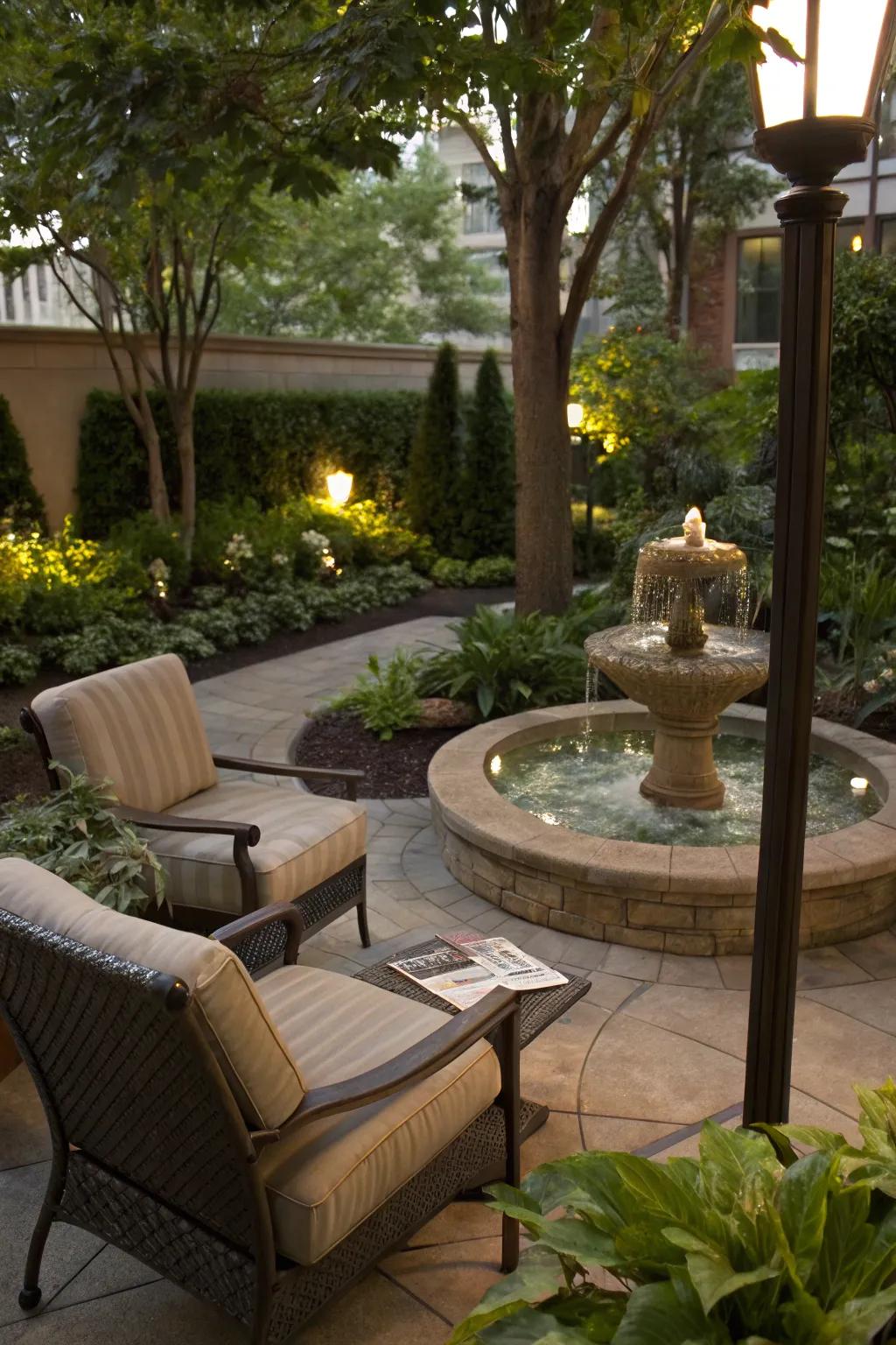 Let the soothing sounds of water enhance your reading experience.