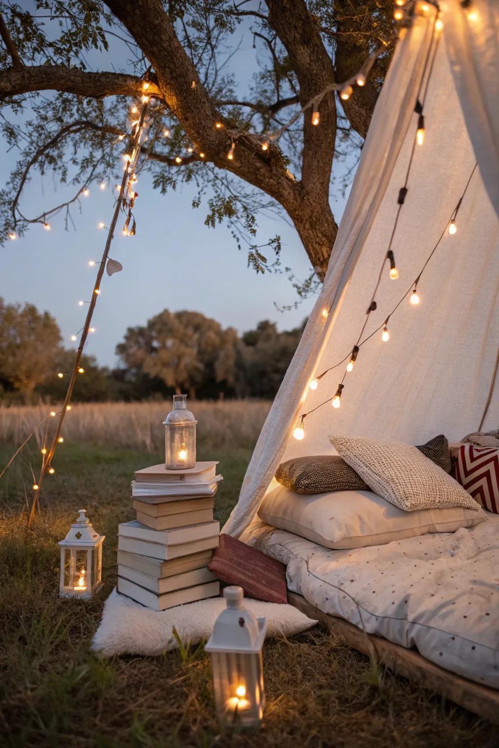 Turn your nook into a magical retreat with enchanting lights.