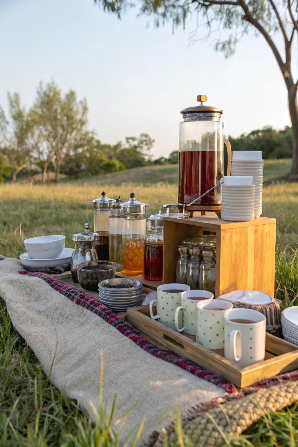 A tea bar offers a charming and delightful surprise for guests.