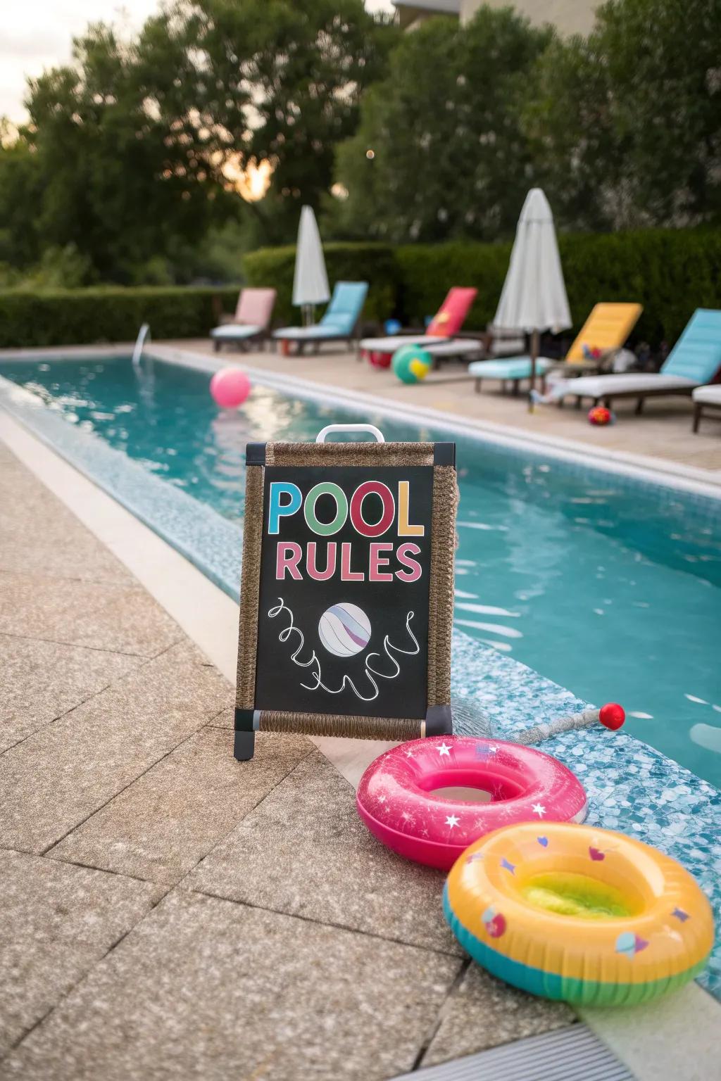 Add a splash of humor with quirky pool rules.