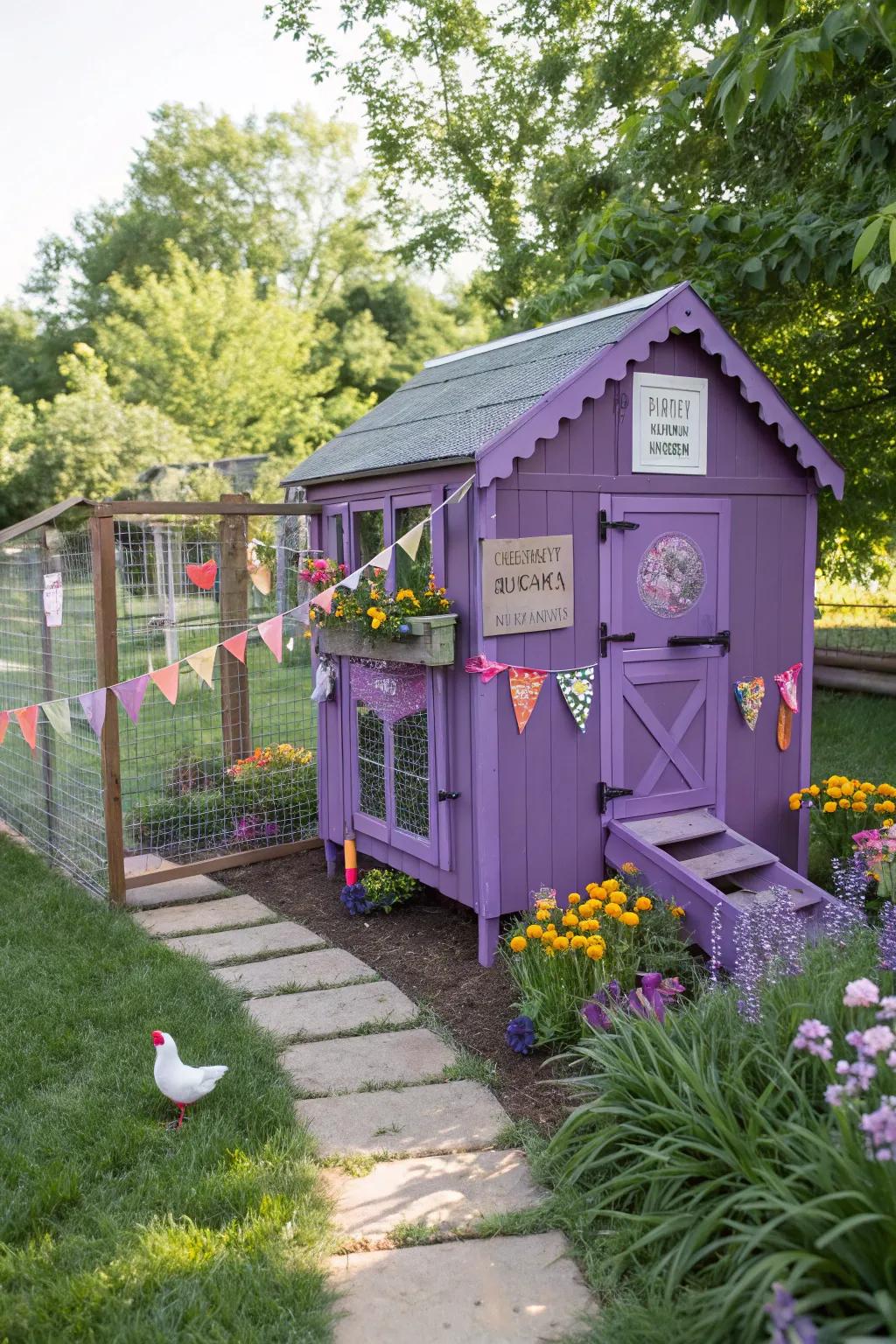 Purple adds a whimsical and magical touch to your coop.