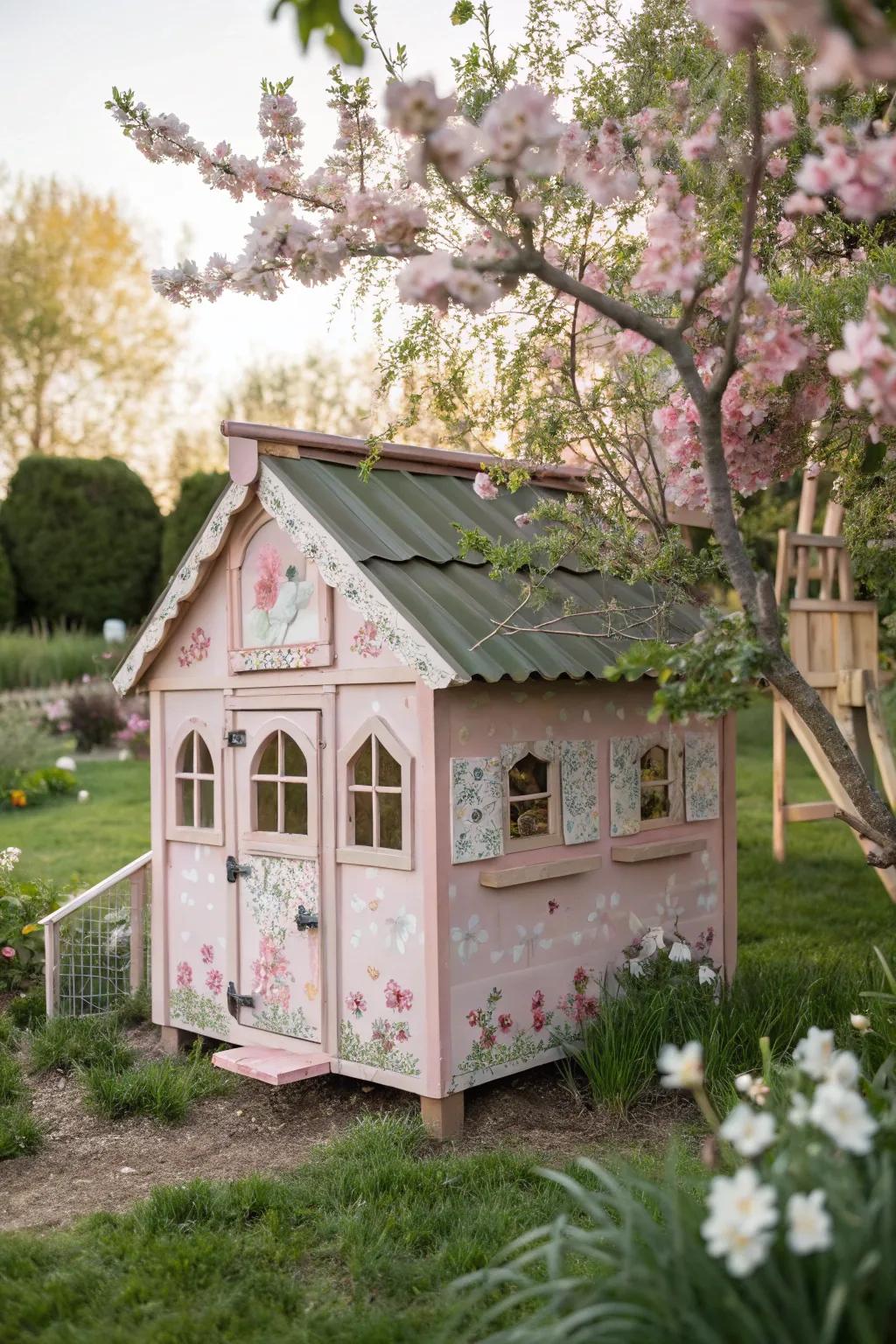 Pastel pink brings a playful and sweet touch to your coop.