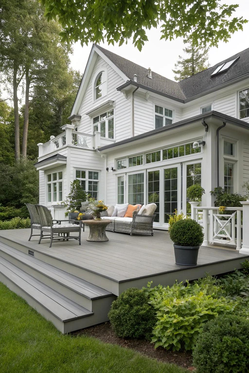 Sophisticated gray shades lend a modern touch to your deck.