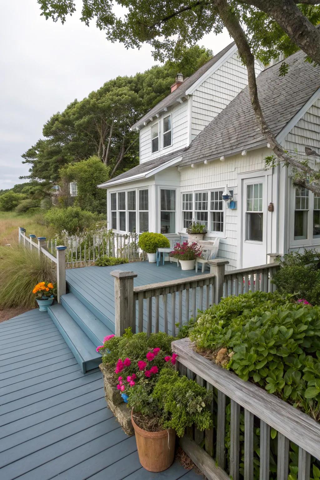Blue-gray tones create a calming coastal ambiance.