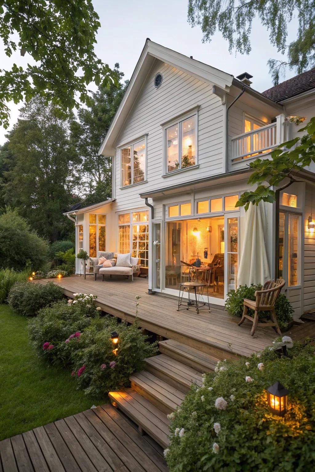 Honey tones add warmth and coziness to your deck.